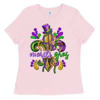 Bubblegum Pink mardi gras fleur de lis Ladies Tee - CowGirlArtShop