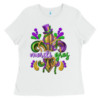 White mardi gras fleur de lis Ladies Tee - CowGirlArtShop