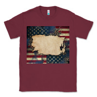 Burgundy American flag add your text Classic Tee - CowGirlArtShop