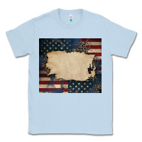 Dusty Blue American flag add your text Classic Tee - CowGirlArtShop