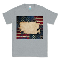 Heather Grey American flag add your text Classic Tee - CowGirlArtShop