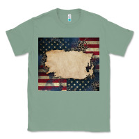 Sage American flag add your text Classic Tee - CowGirlArtShop