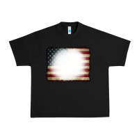 Black American Flag Bleach Effect Urban Heavy Tee - CowCowDesign