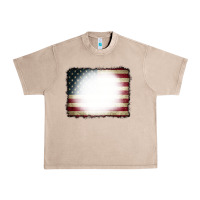 French Oak American Flag Bleach Effect Urban Heavy Tee - CowCowDesign