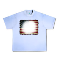 Grape Ice American Flag Bleach Effect Urban Heavy Tee - CowCowDesign