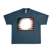 Midnight Navy American Flag Bleach Effect Urban Heavy Tee - CowCowDesign