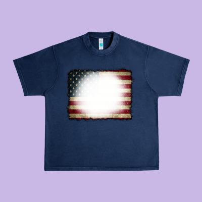 American Flag Bleach Effect Urban Heavy Tee Designed By Cowcowdesign