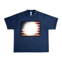 Navy American Flag Bleach Effect Urban Heavy Tee - CowCowDesign