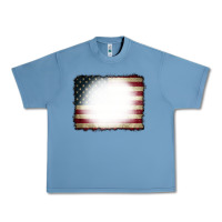 Pebble Blue American Flag Bleach Effect Urban Heavy Tee - CowCowDesign