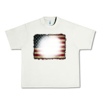 Pistachio American Flag Bleach Effect Urban Heavy Tee - CowCowDesign