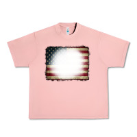 Salmon American Flag Bleach Effect Urban Heavy Tee - CowCowDesign