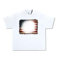 White American Flag Bleach Effect Urban Heavy Tee - CowCowDesign