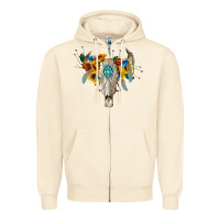 Sandshell boho bull skull Zipper Hoodie - BarkalooDesign