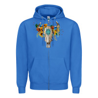True Royal boho bull skull Zipper Hoodie - BarkalooDesign