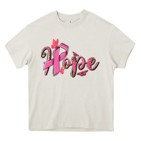 Cream hope breast cancer Heavy Core Tee - NancyCooperArtShop