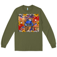 Army Green Fourth Of July Truck Long Sleeve Tee - FaDigitalArtStudio