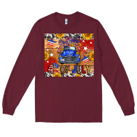 Burgundy Fourth Of July Truck Long Sleeve Tee - FaDigitalArtStudio