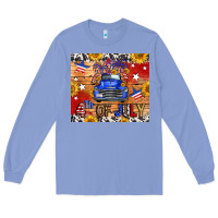 Colony Blue Fourth Of July Truck Long Sleeve Tee - FaDigitalArtStudio