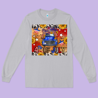 Fourth Of July Truck Long Sleeve Tee Designed By Fadigitalartstudio