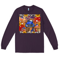Plum Fourth Of July Truck Long Sleeve Tee - FaDigitalArtStudio