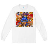 White Fourth Of July Truck Long Sleeve Tee - FaDigitalArtStudio