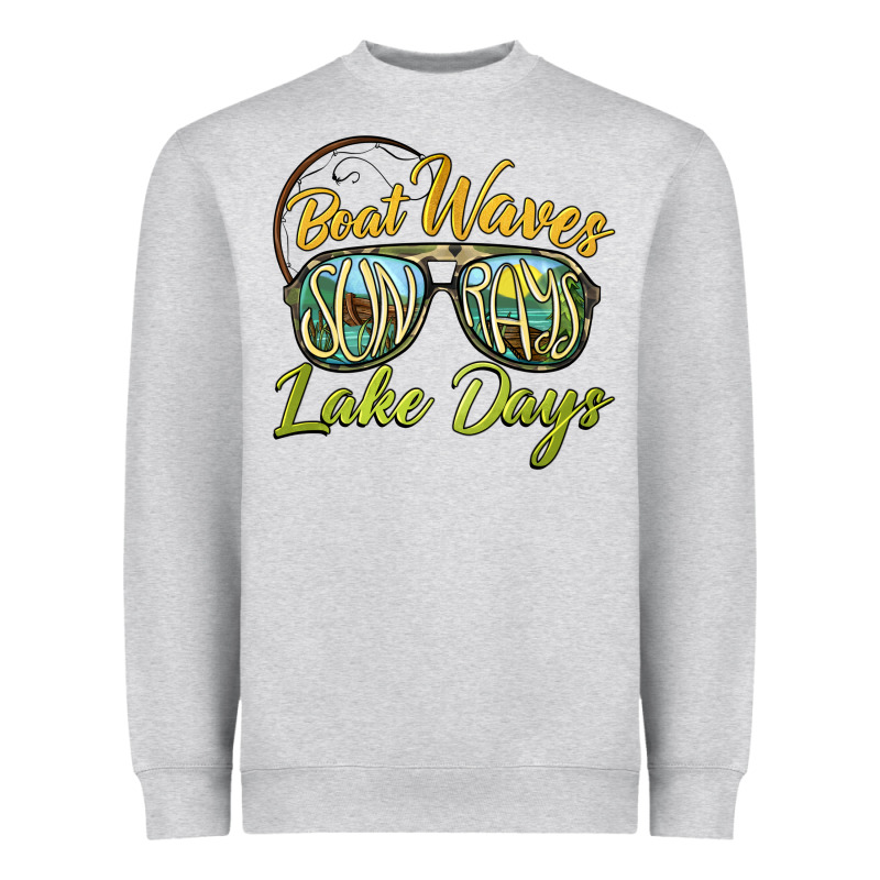 Boat Waves Sun Rays Lake Days Heavyweight Sweatshirt by BarkalooDesign | Teevron