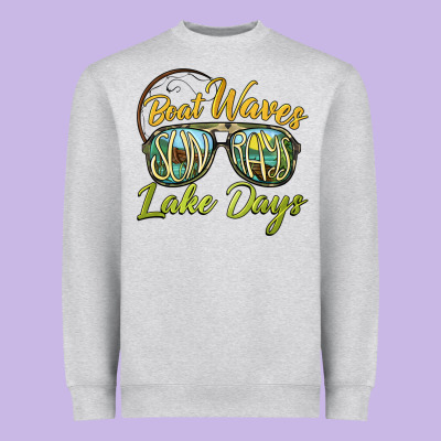 Boat Waves Sun Rays Lake Days Heavyweight Sweatshirt Designed By Barkaloodesign