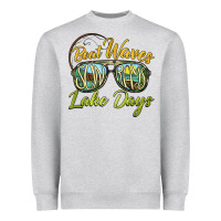 Heather Grey boat waves sun rays lake days Heavyweight Sweatshirt - BarkalooDesign