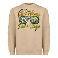Mushroom boat waves sun rays lake days Heavyweight Sweatshirt - BarkalooDesign