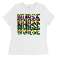 White nurse mardi gras Ladies Tee - CowGirlArtShop