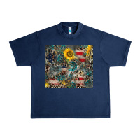 Navy America Flag Leopard Gemstone Sunflower Urban Heavy Tee - CowCowDesign