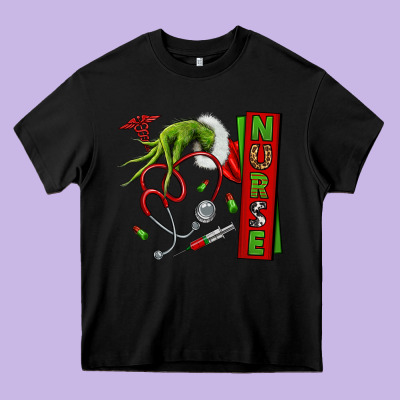 Christmas Character Heavy Core Tee Designed By Nancycooperartshop