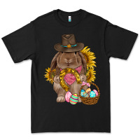 Western Rabbit With Sunflowers Easter Day Premium Tee | Teevron