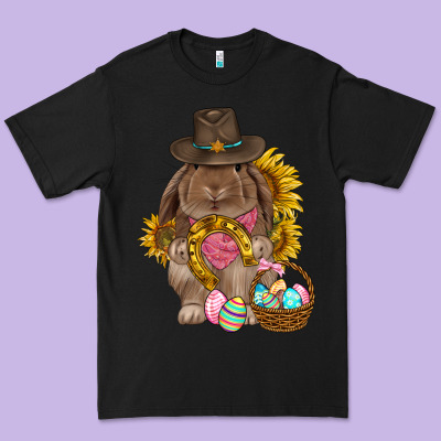 Western Rabbit With Sunflowers Easter Day Premium Tee Designed By Howdyjamesfarm