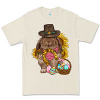 Bone Western Rabbit with sunflowers Easter Day Premium Tee - HowdyJamesFarm