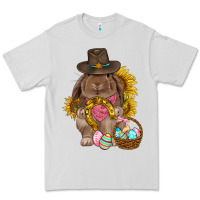 Dove Grey Western Rabbit with sunflowers Easter Day Premium Tee - HowdyJamesFarm