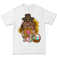 White Western Rabbit with sunflowers Easter Day Premium Tee - HowdyJamesFarm