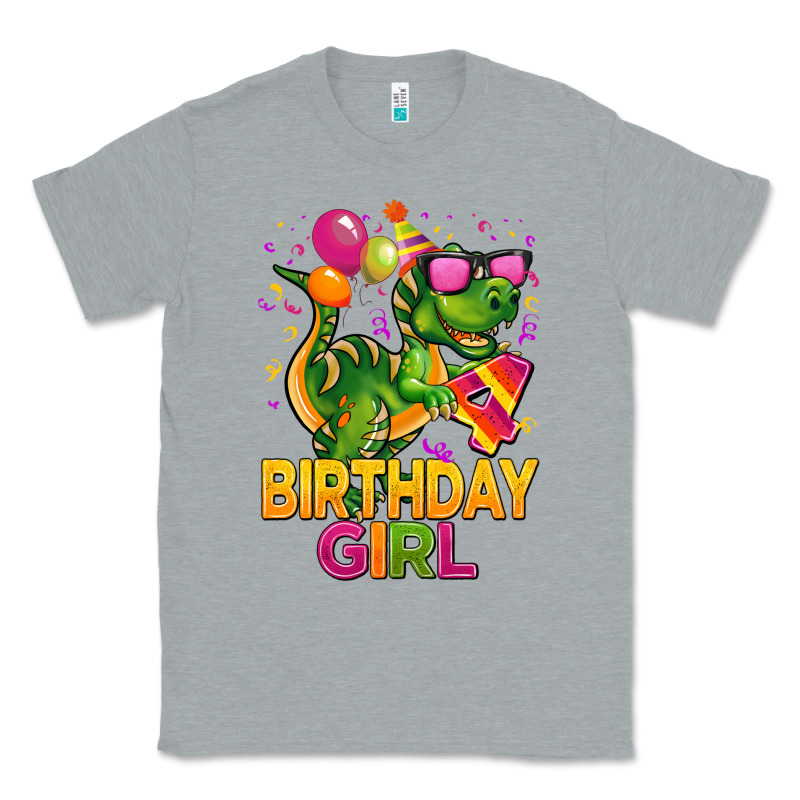 4th Birthday Girl T Rex Pink Classic Tee by CowGirlArtShop | Teevron