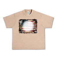 Burro American Flag Cowhide Leopard Bleach Effect Urban Heavy Tee - CowCowDesign