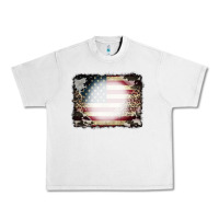 Lunar Rock American Flag Cowhide Leopard Bleach Effect Urban Heavy Tee - CowCowDesign