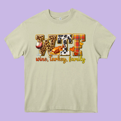 Wtf Wine Turkey Family Heavy Core Tee Designed By Texasbilliewilder