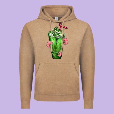 Western Cactus Cold Frappe Vintage Hoodie Designed By Fadigitalartstudio
