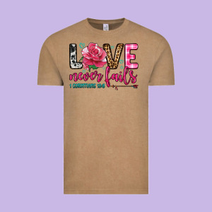 Love Never Fails Vintage Tee Designed By Oliviacreatesart