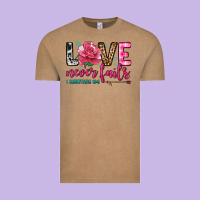Love Never Fails Vintage Tee Designed By Oliviacreatesart
