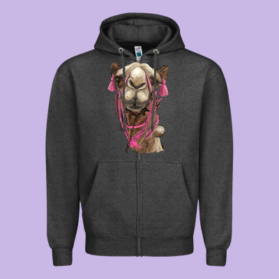 Camel Zipper Hoodie Designed By Barkaloodesign
