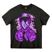 Asphalt purple ribbon with boxing gloves Heavy Core Tee - NancyCooperArtShop