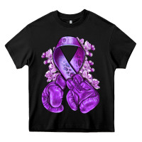 Black purple ribbon with boxing gloves Heavy Core Tee - NancyCooperArtShop