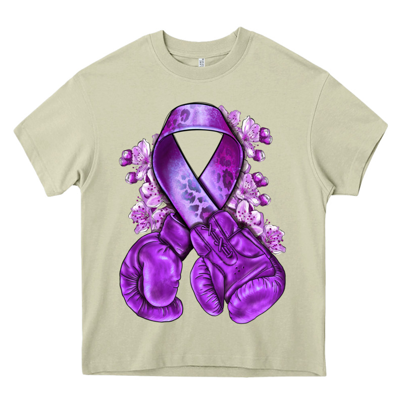 Purple Ribbon With Boxing Gloves Heavy Core Tee by NancyCooperArtShop | Teevron