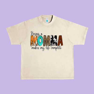 Being A Momma Makes My Life Complete Urban Heavy Tee Designed By Cowcowdesign