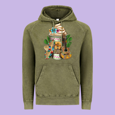 Mexican Hot Coffee Cup Vintage Hoodie Designed By Fadigitalartstudio
